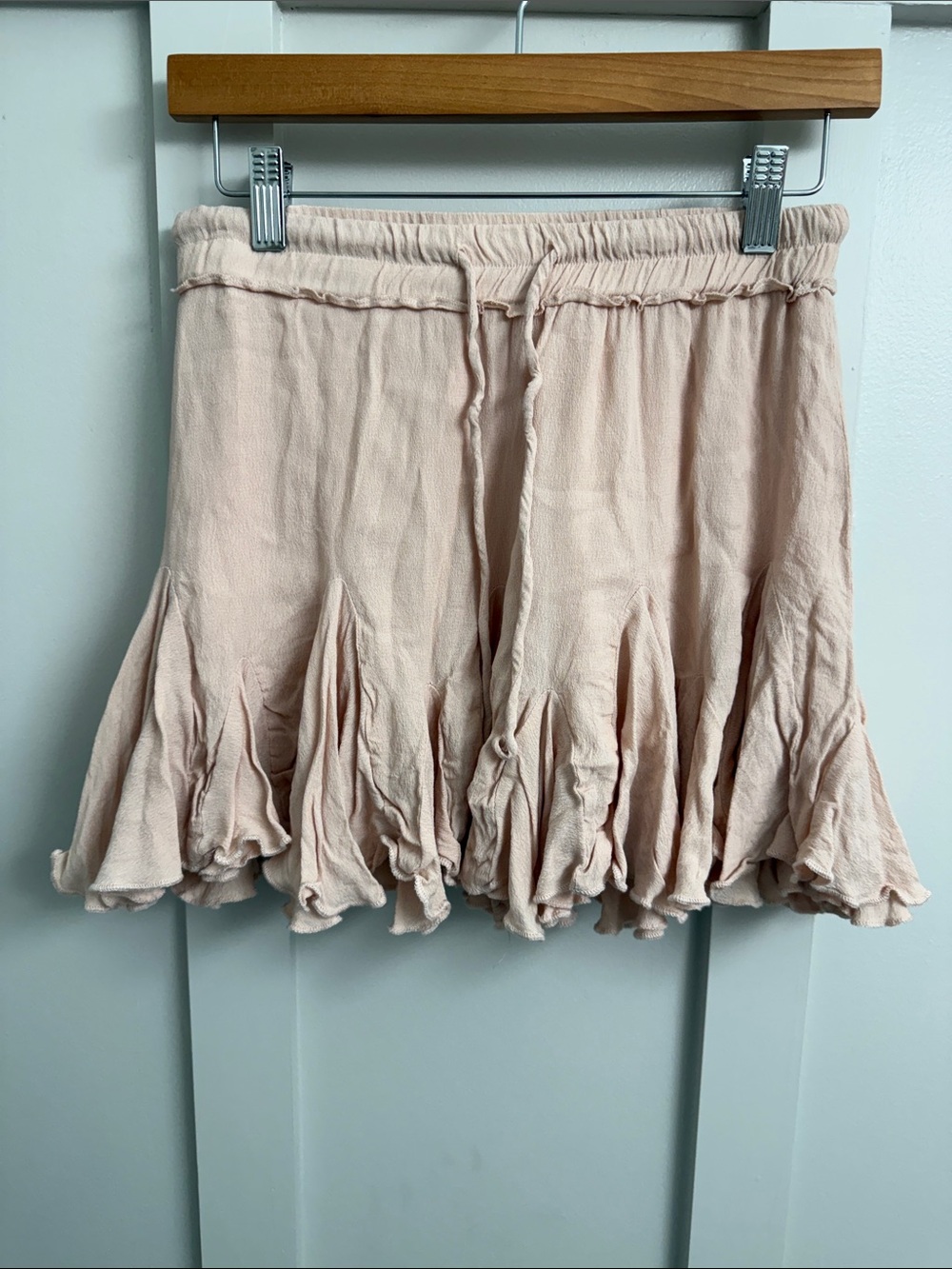 Vici Light Pink Ruffle Mini Skirt